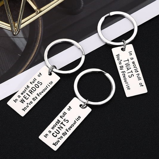 Novelty Slogan Stainless Steel Keyring | Rude Humour Gift | 3 Designs