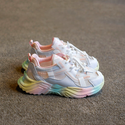 Children's Perforated Microfibre Lace-Up Trainers | Unisex Kids Shoes EU 26-37