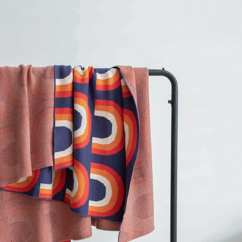 Rainbow Cotton Knitted Throw Blanket | Nordic Style