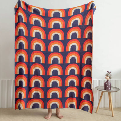 Rainbow Cotton Knitted Throw Blanket | Nordic Style