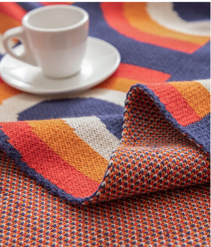 Rainbow Cotton Knitted Throw Blanket | Nordic Style