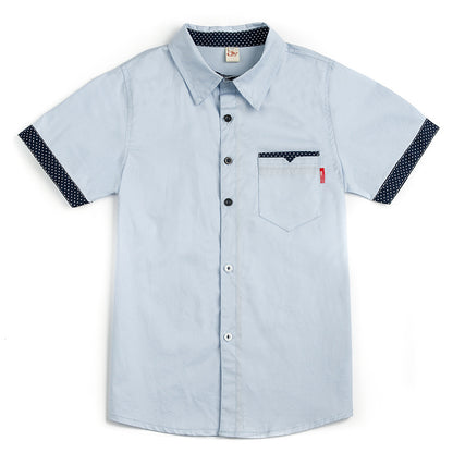 Children's Polka Dot Short Sleeve Shirt | White, Pink & Blue