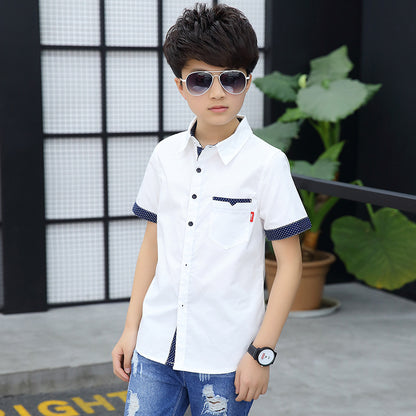 Children's Polka Dot Short Sleeve Shirt | White, Pink & Blue