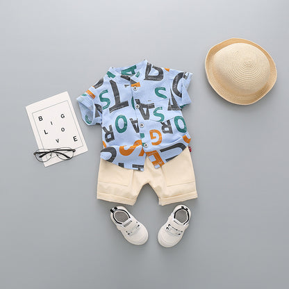 Boys Cotton Short Sleeve & Shorts Set | Cartoon Print | Heights 80-110cm