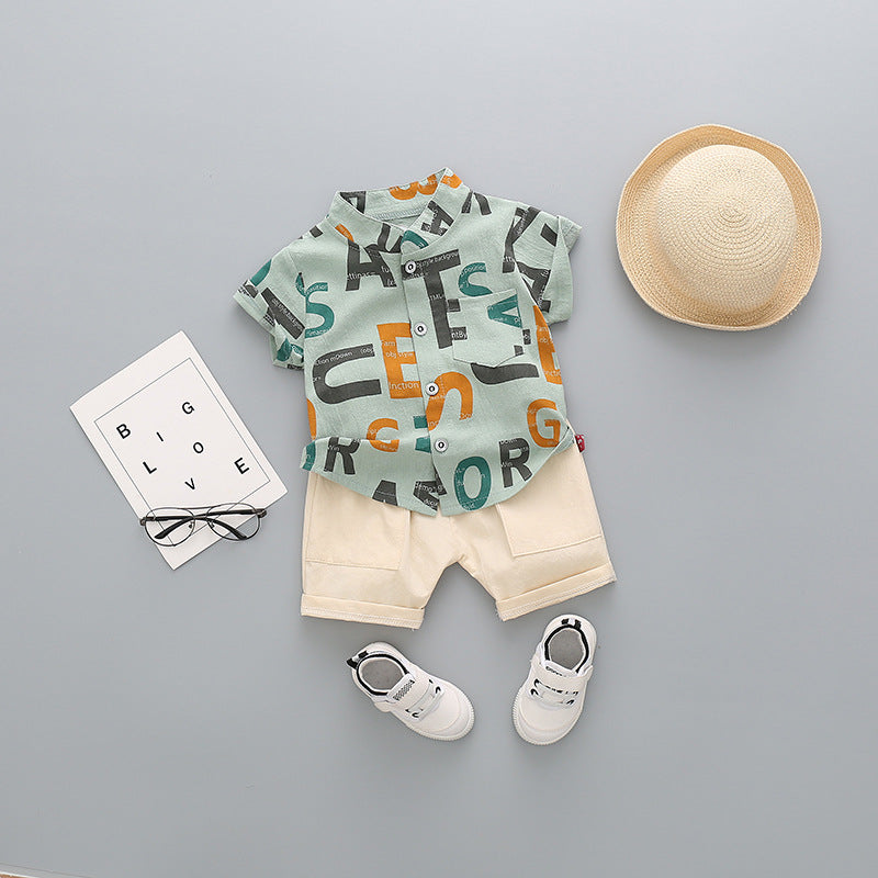 Boys Cotton Short Sleeve & Shorts Set | Cartoon Print | Heights 80-110cm