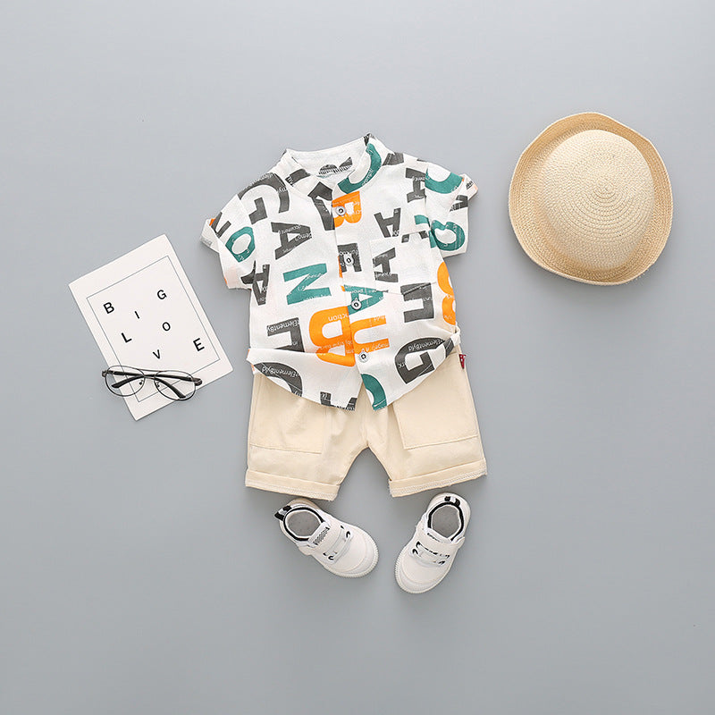 Boys Cotton Short Sleeve & Shorts Set | Cartoon Print | Heights 80-110cm
