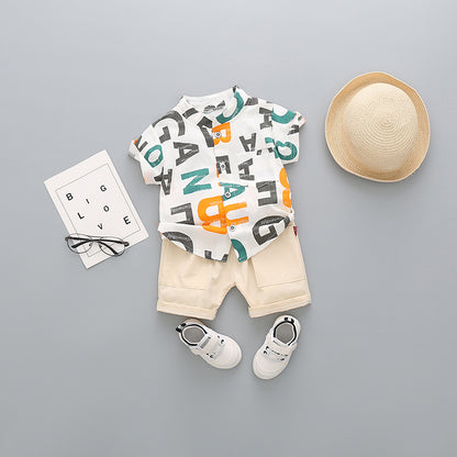 Boys Cotton Short Sleeve & Shorts Set | Cartoon Print | Heights 80-110cm
