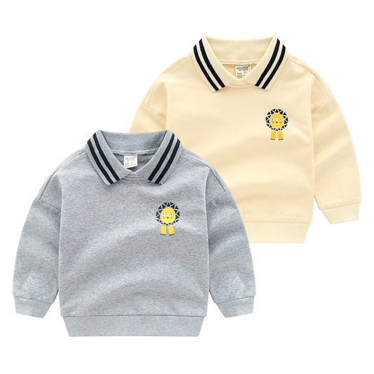 Children's Striped Cartoon Cotton Pullover Sweatshirt | Kids Top