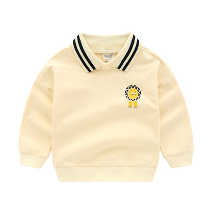 Children's Striped Cartoon Cotton Pullover Sweatshirt | Kids Top
