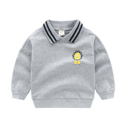 Children's Striped Cartoon Cotton Pullover Sweatshirt | Kids Top