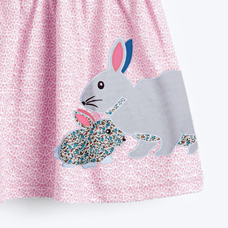 Girls Bunny Cartoon Print Cotton T-Shirt – Summer Top