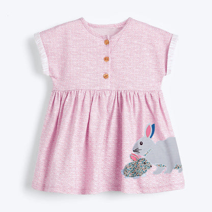 Girls Bunny Cartoon Print Cotton T-Shirt – Summer Top