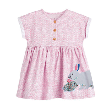 Girls Bunny Cartoon Print Cotton T-Shirt – Summer Top
