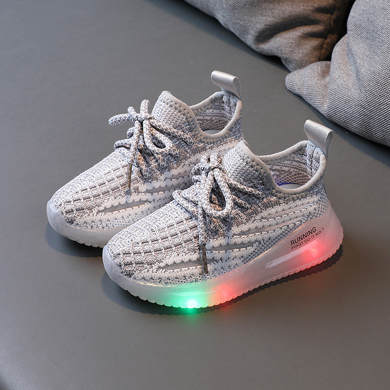 Boys' Light-Up Knit Trainers – Breathable, EU 21–30