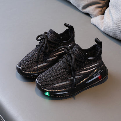 Boys' Light-Up Knit Trainers – Breathable, EU 21–30