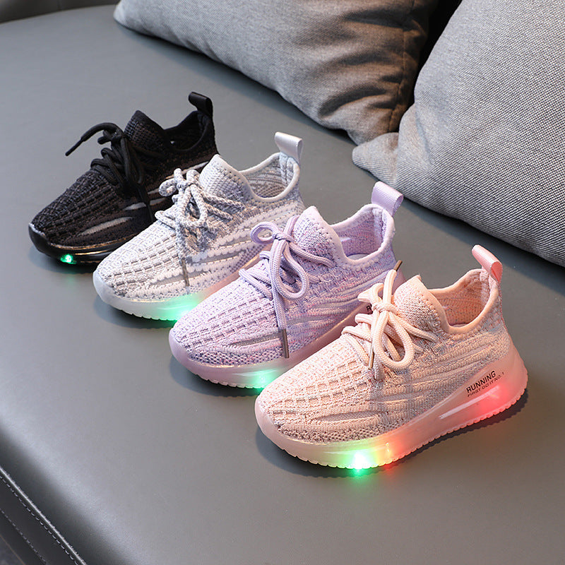 Boys' Light-Up Knit Trainers – Breathable, EU 21–30