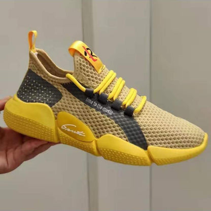 Men's Korean-Style Youth Trend Trainers – Breathable Lace-Up Casual Shoes