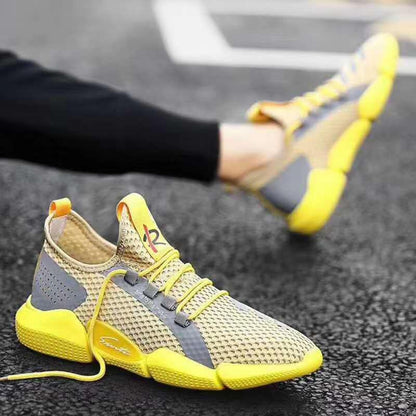 Men's Korean-Style Youth Trend Trainers – Breathable Lace-Up Casual Shoes
