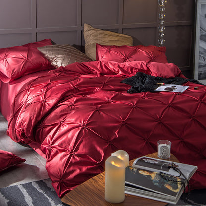 Imitation Silk Satin Bedding Set – 3-Piece Duvet Cover, 10 Colours