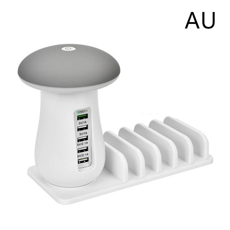 2-in-1 Mushroom LED Desk Lamp with USB Charging Dock QC 3.0