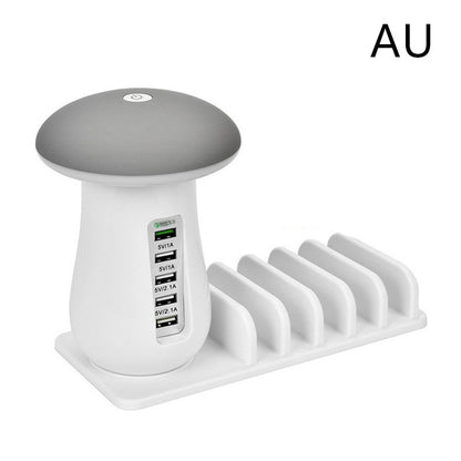 2-in-1 Mushroom LED Desk Lamp with USB Charging Dock QC 3.0