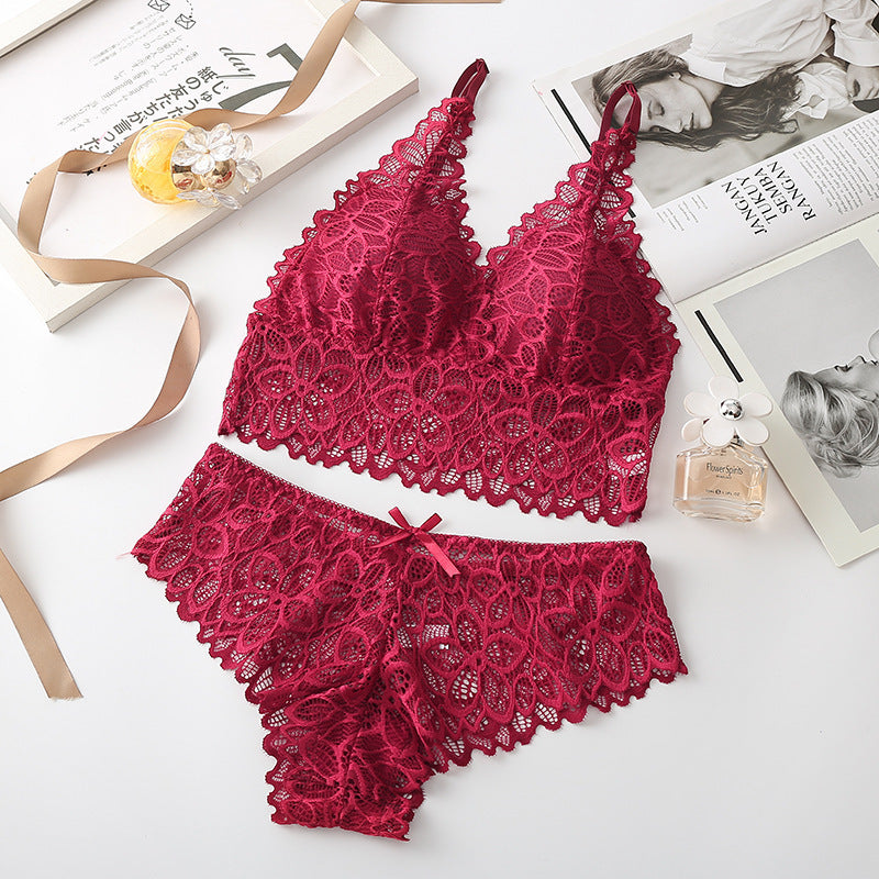 Lace Bralette and Knicker Set | Soft No-Wire Lingerie