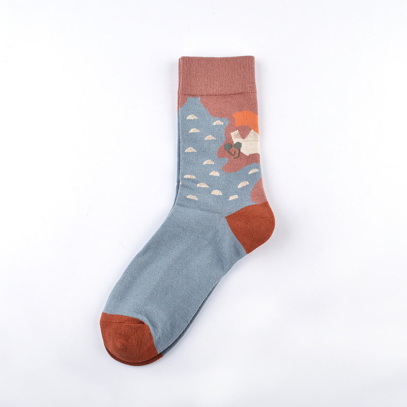 Combed Cotton Lighthouse Embroidered Tube Socks – Novelty Coastal Style