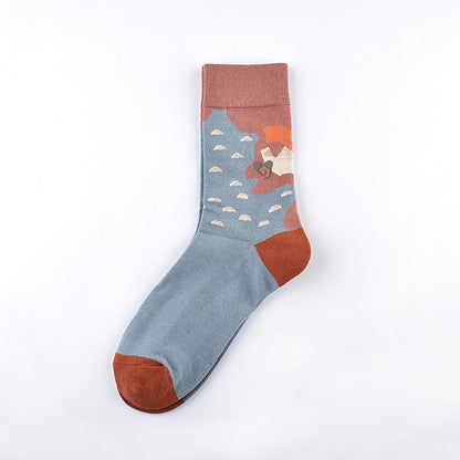 Combed Cotton Lighthouse Embroidered Tube Socks – Novelty Coastal Style