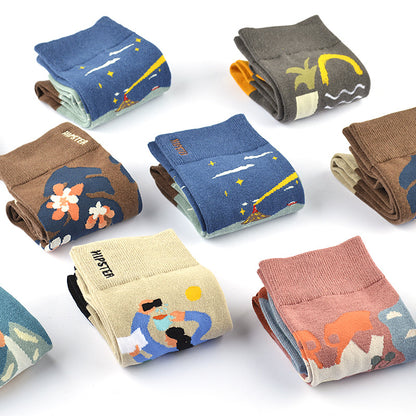 Combed Cotton Lighthouse Embroidered Tube Socks – Novelty Coastal Style