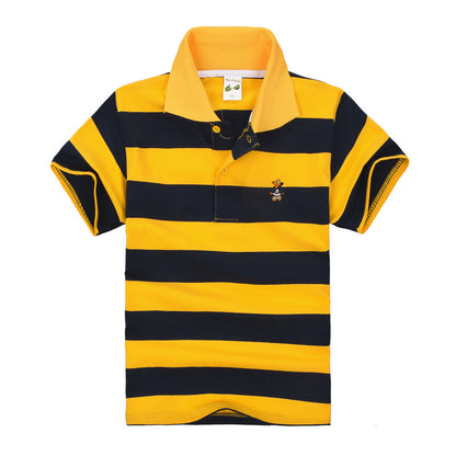 Children's Striped Polo Shirt | Unisex Cotton Top | 9 Colour Options