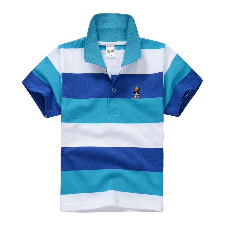 Children's Striped Polo Shirt | Unisex Cotton Top | 9 Colour Options
