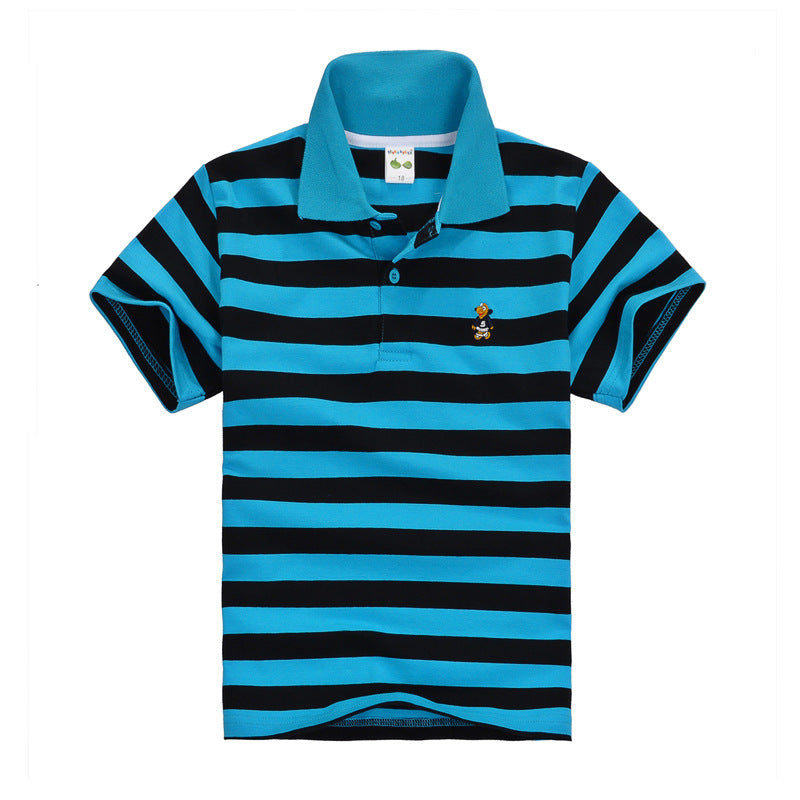 Children's Striped Polo Shirt | Unisex Cotton Top | 9 Colour Options