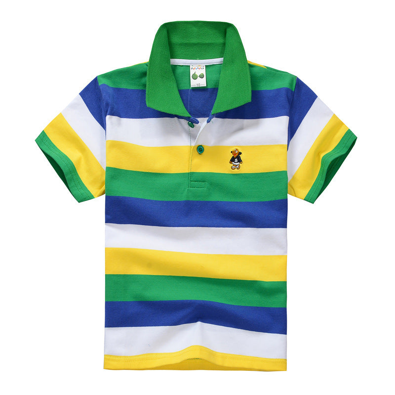 Children's Striped Polo Shirt | Unisex Cotton Top | 9 Colour Options