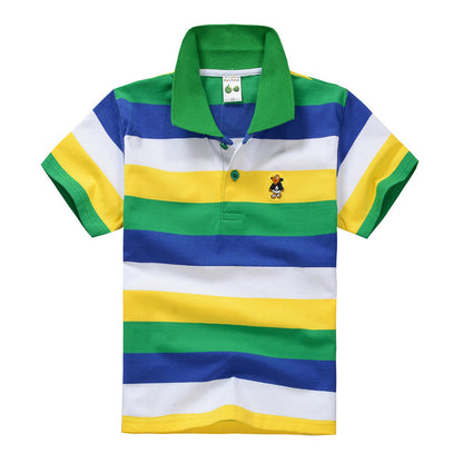 Children's Striped Polo Shirt | Unisex Cotton Top | 9 Colour Options