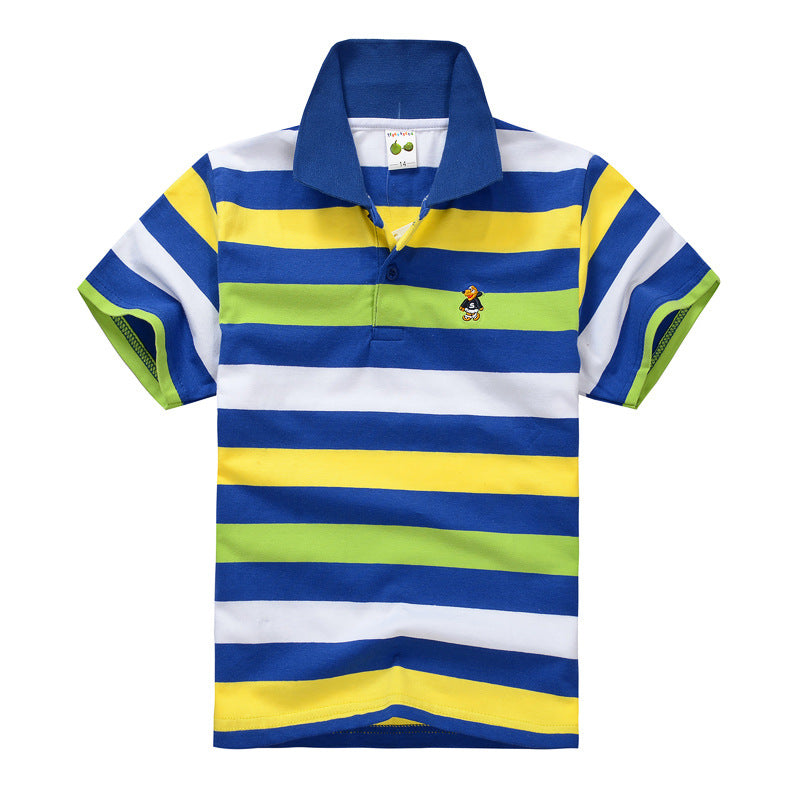 Children's Striped Polo Shirt | Unisex Cotton Top | 9 Colour Options