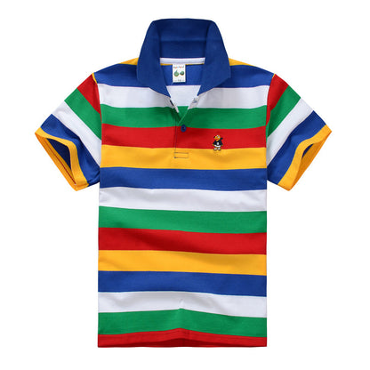 Children's Striped Polo Shirt | Unisex Cotton Top | 9 Colour Options