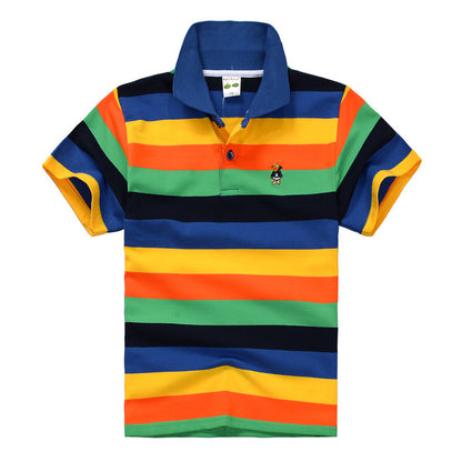 Children's Striped Polo Shirt | Unisex Cotton Top | 9 Colour Options