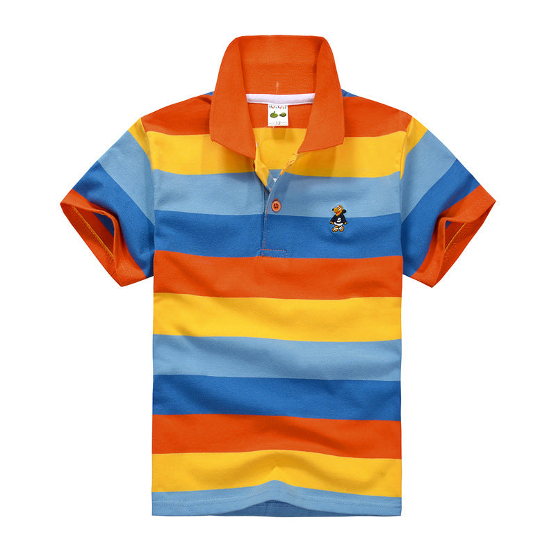 Children's Striped Polo Shirt | Unisex Cotton Top | 9 Colour Options