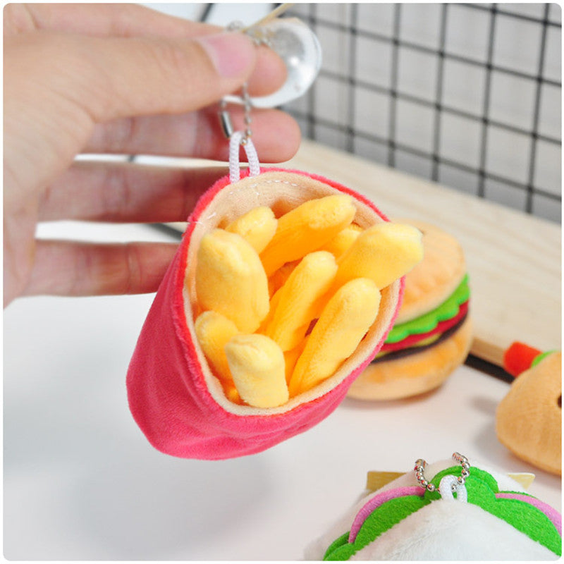 Cute Hamburger Plush Keychain | Novelty Gift