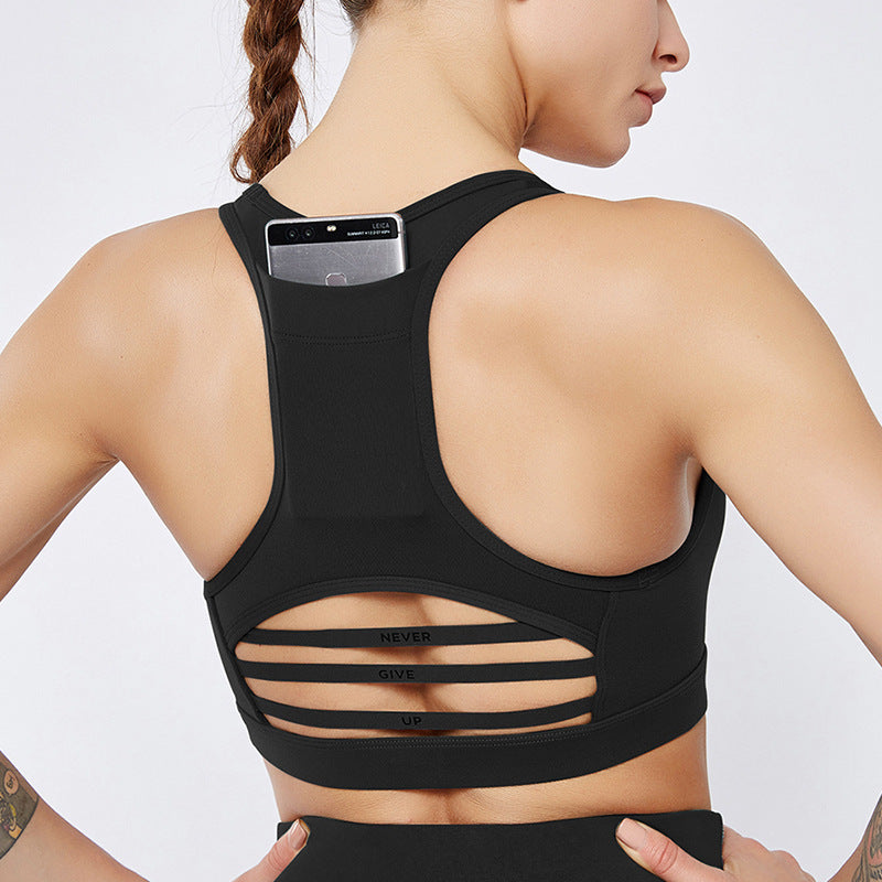 Women's Mesh Stripe Sports Bra & Yoga Pants | Back Pocket Activewear