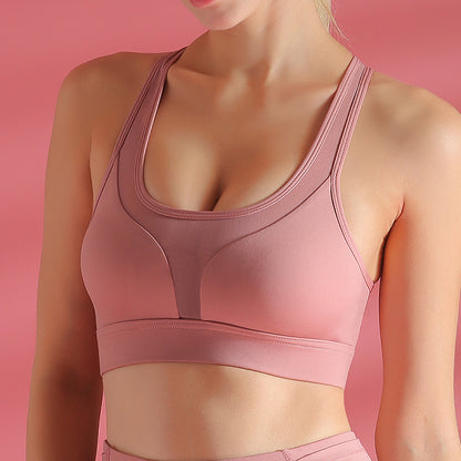 Women's Mesh Stripe Sports Bra & Yoga Pants | Back Pocket Activewear