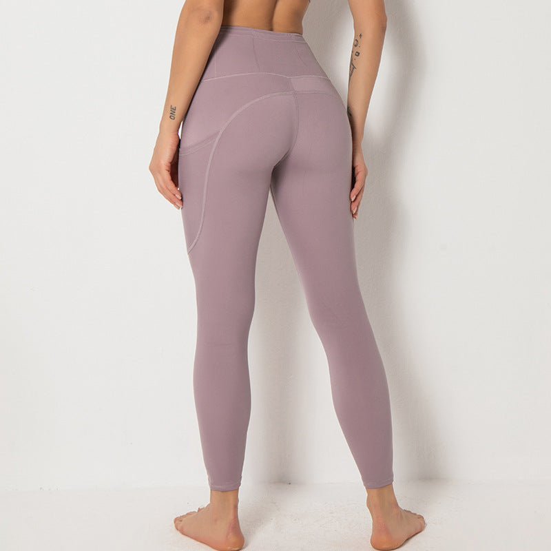Women's Mesh Stripe Sports Bra & Yoga Pants | Back Pocket Activewear