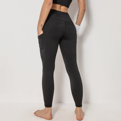 Women's Mesh Stripe Sports Bra & Yoga Pants | Back Pocket Activewear