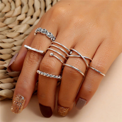 Women's Alloy Ring Set with Gemstone Inlay | 26 Designs | Stackable Rings