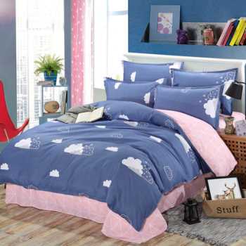 Cartoon Print Twill Polyester Bedding Set – 4-Piece, 17 Colours