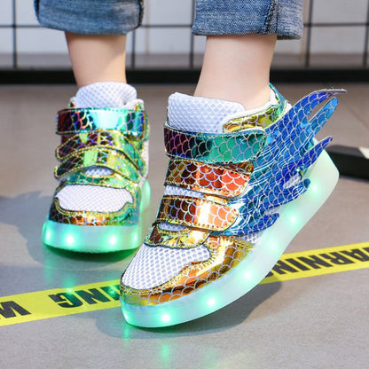 Light-Up Glitter Trainers – USB Rechargeable, EU 24–47
