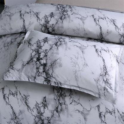 Marble & Solid Print Polyester Duvet Cover Set – Reactive Dye Twill