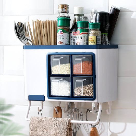 Punch-Free Wall-Mounted Kitchen Spice Shelf | No-Drill Organiser
