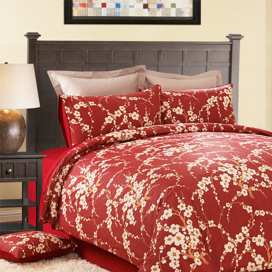 Floral Print Cotton Blend Duvet Cover | 6 Colours 2 Sizes