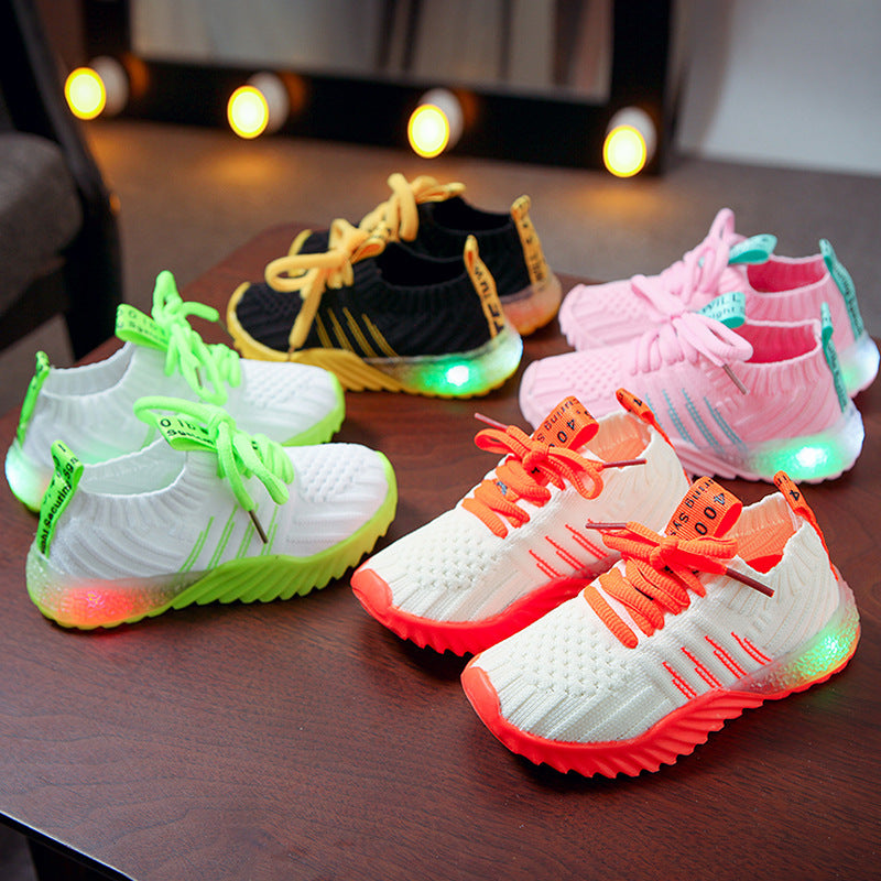 Children's Knitted Mesh Glitter Trainers | Unisex Candy Colour Kids Shoes EU 21-30